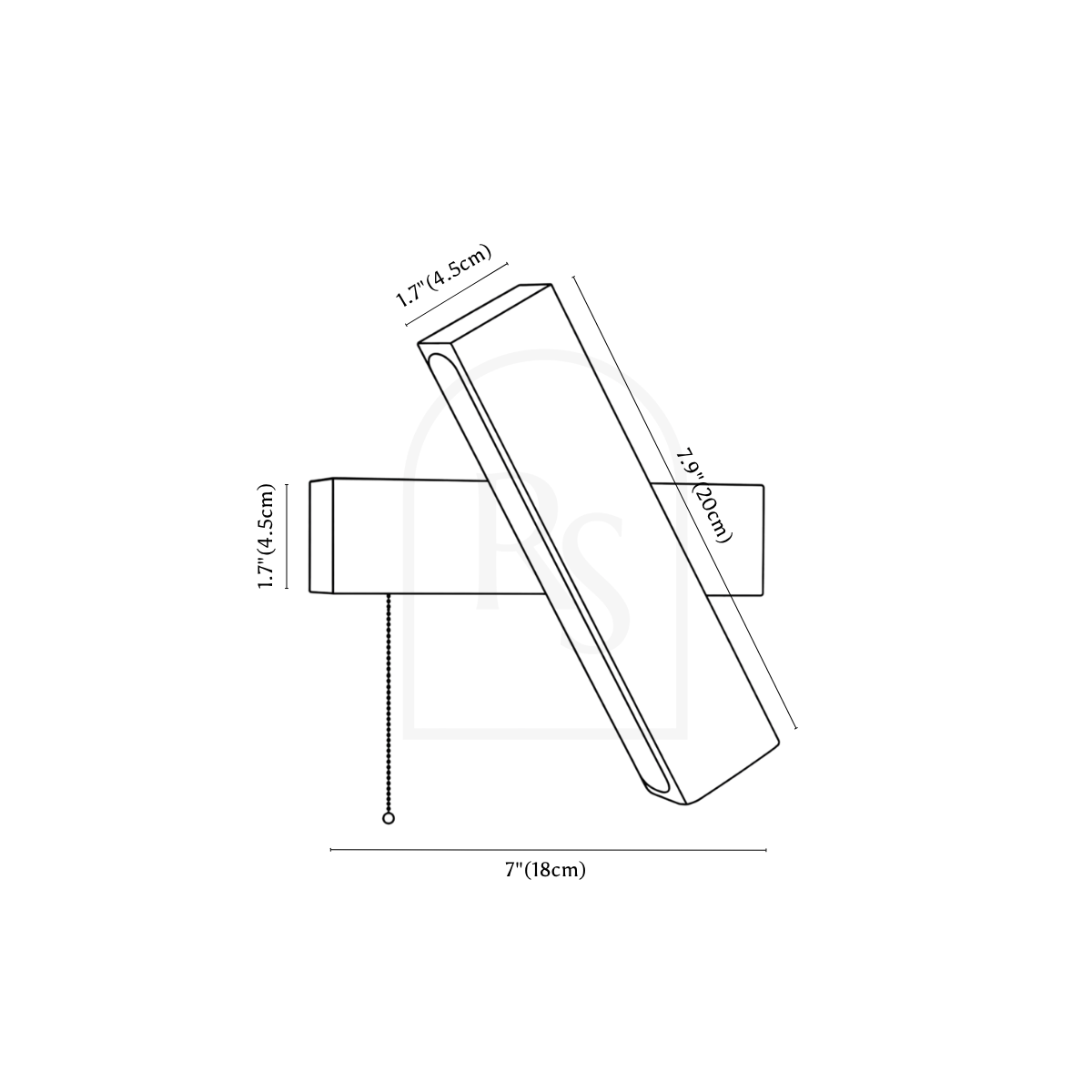Glimra Travertine Wall Lamp line drawing 1