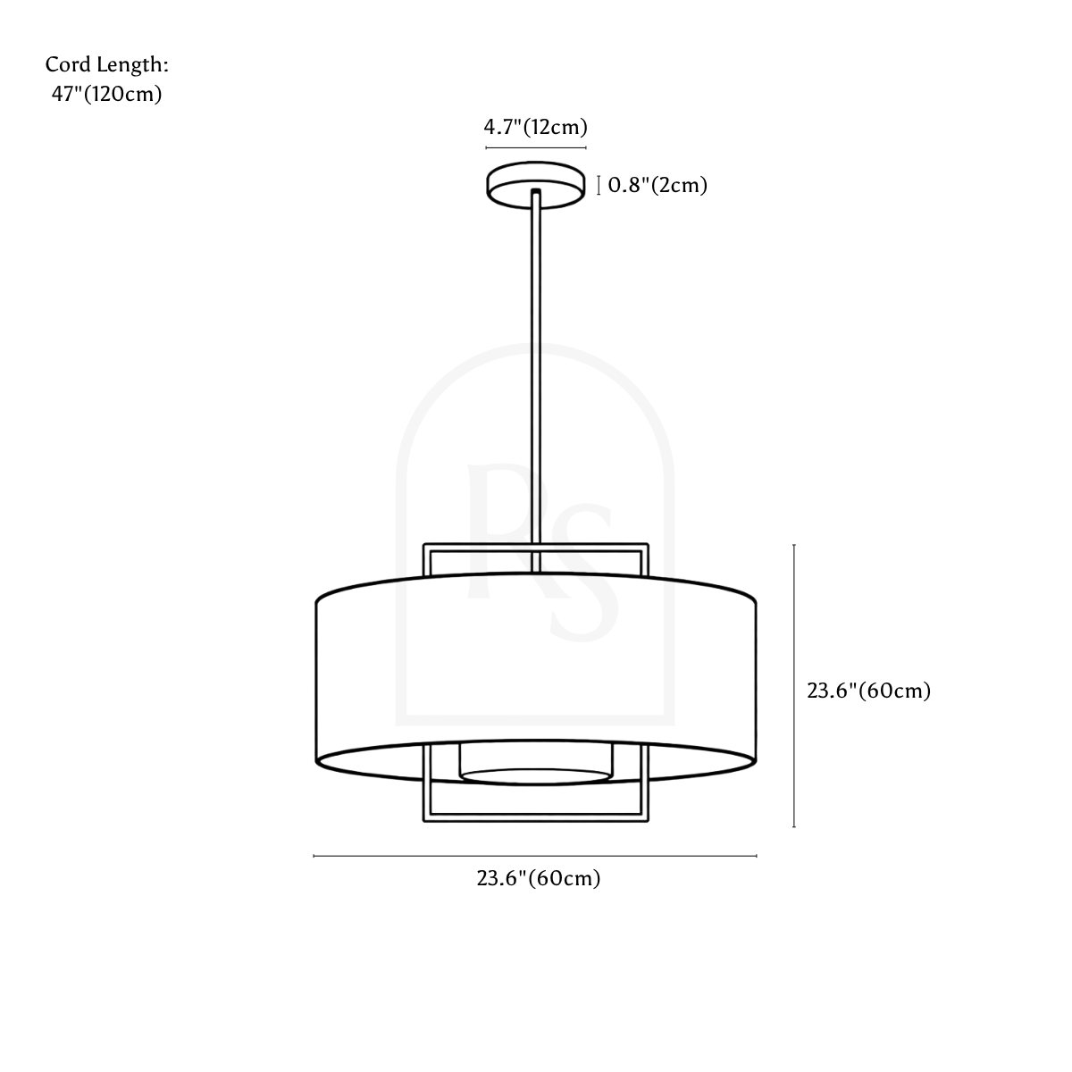 Glint Pendant Light line drawing 2