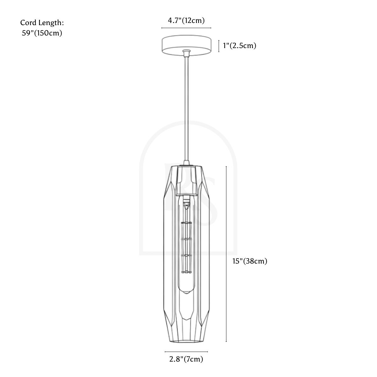 Glizma Pendant Light line drawing 1