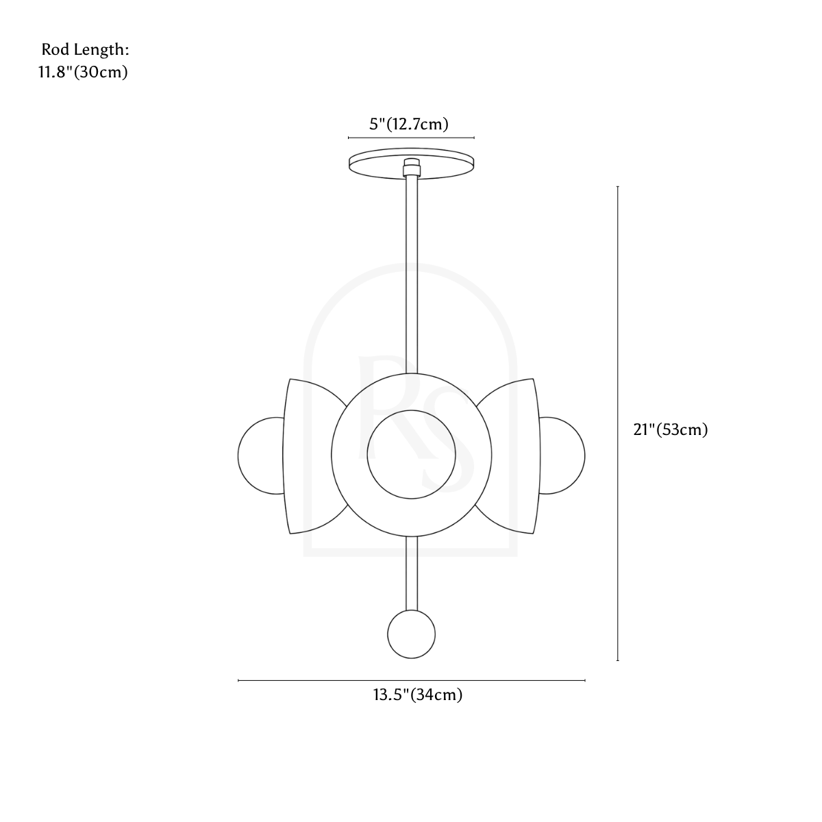 Glyph Pendant Light line drawing 1