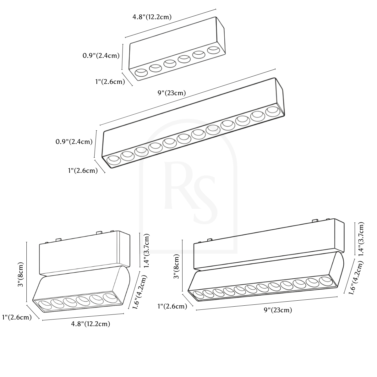 Custom Janae Track Light System (Build Your Own) line drawing 2