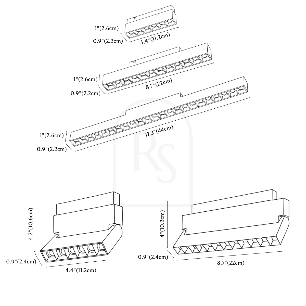 Custom Fathiya Track Light System (Build Your Own) line drawing 2