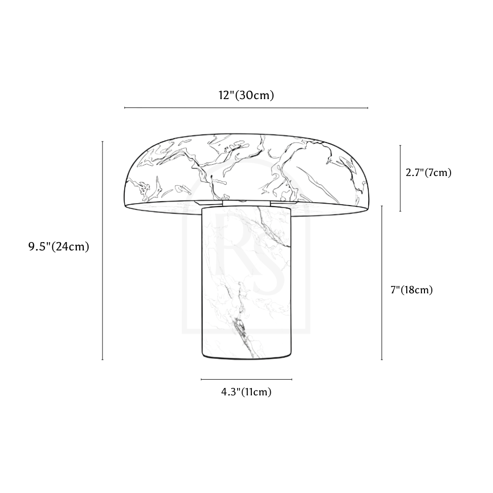 Habros Alabaster Table Lamp line drawing 1
