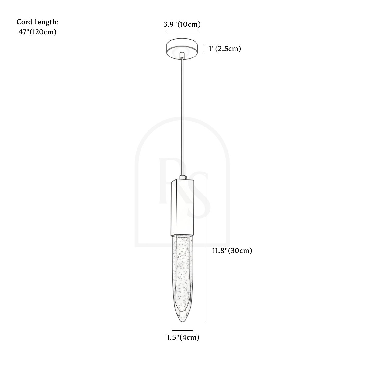 Hiku Pendant Light line drawing 1