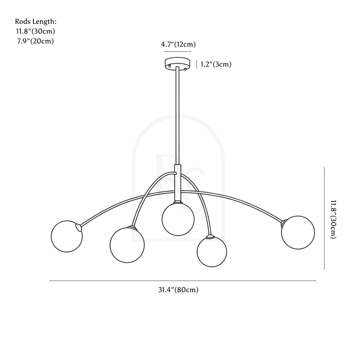 Himel Ceiling Lamp line drawing 1