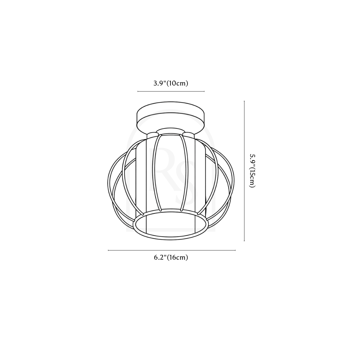 Hirah Ceiling Light line drawing 1