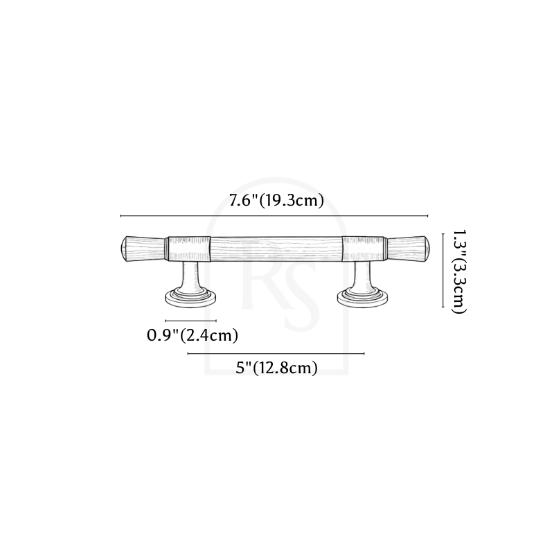 Ivex Knob & Pull Bar line drawing 3