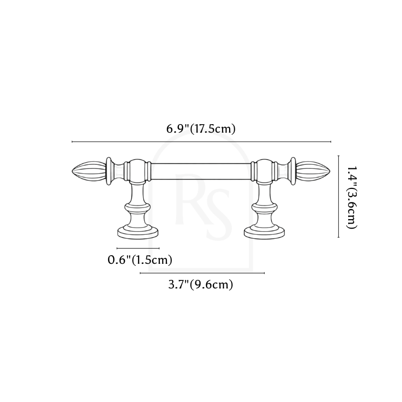 Aurel Knob & Pull Bar line drawing 3
