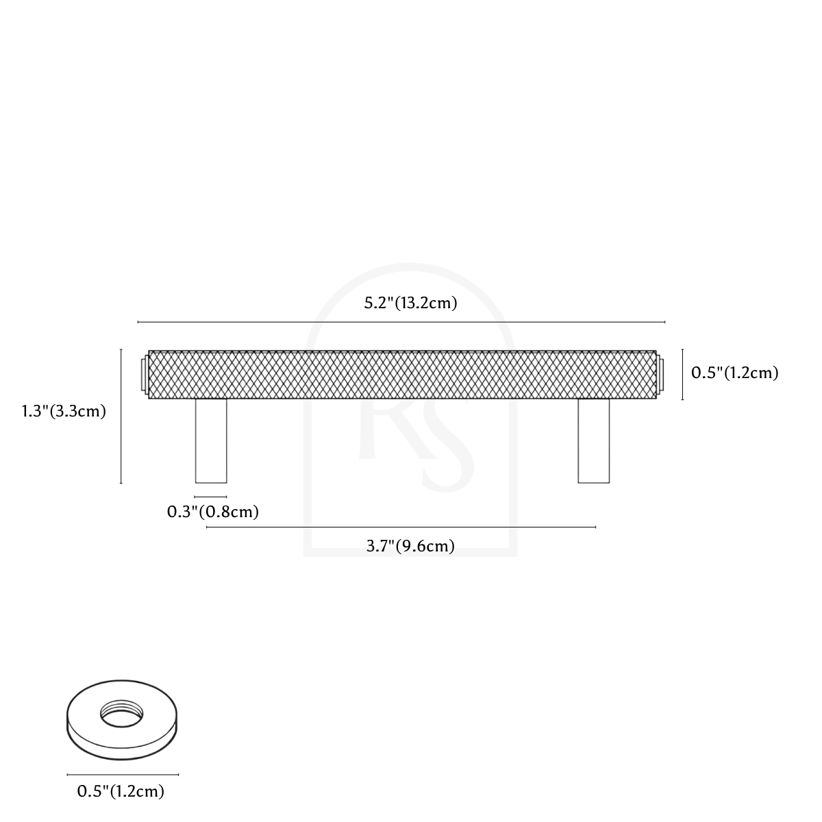 Mirox Knob & Pull Bar line drawing 3