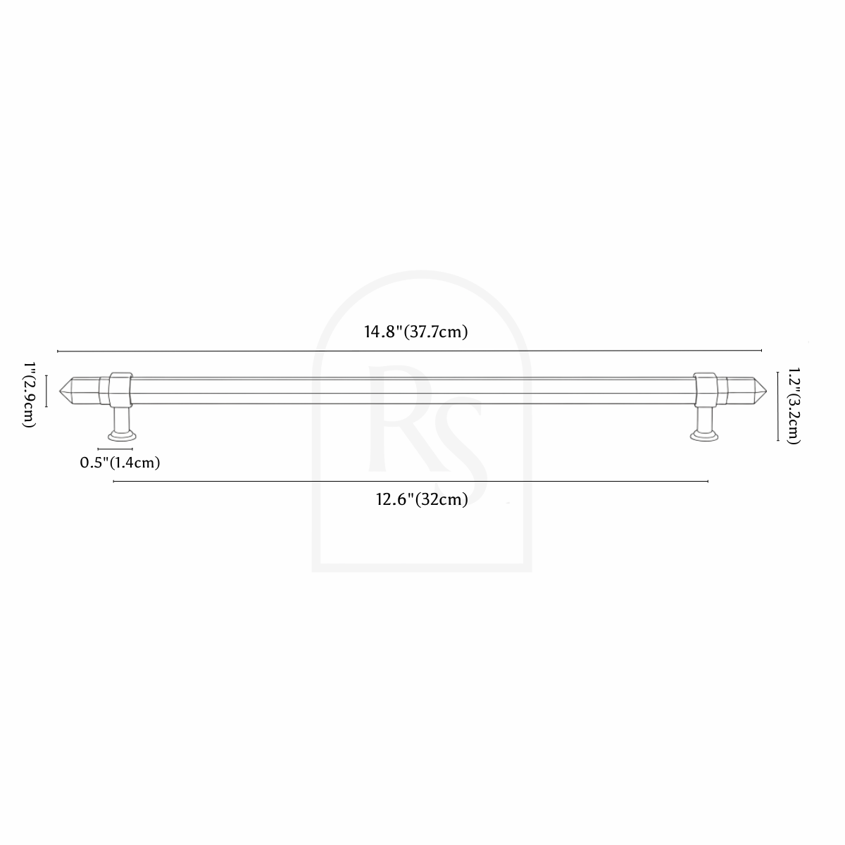 Zakitu Crystal Knob & Pull Bar line drawing 6