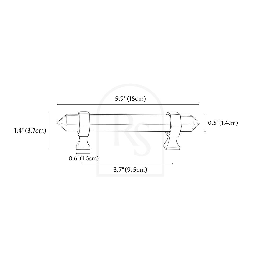 Nizag Crystal Knob & Pull Bar line drawing 2