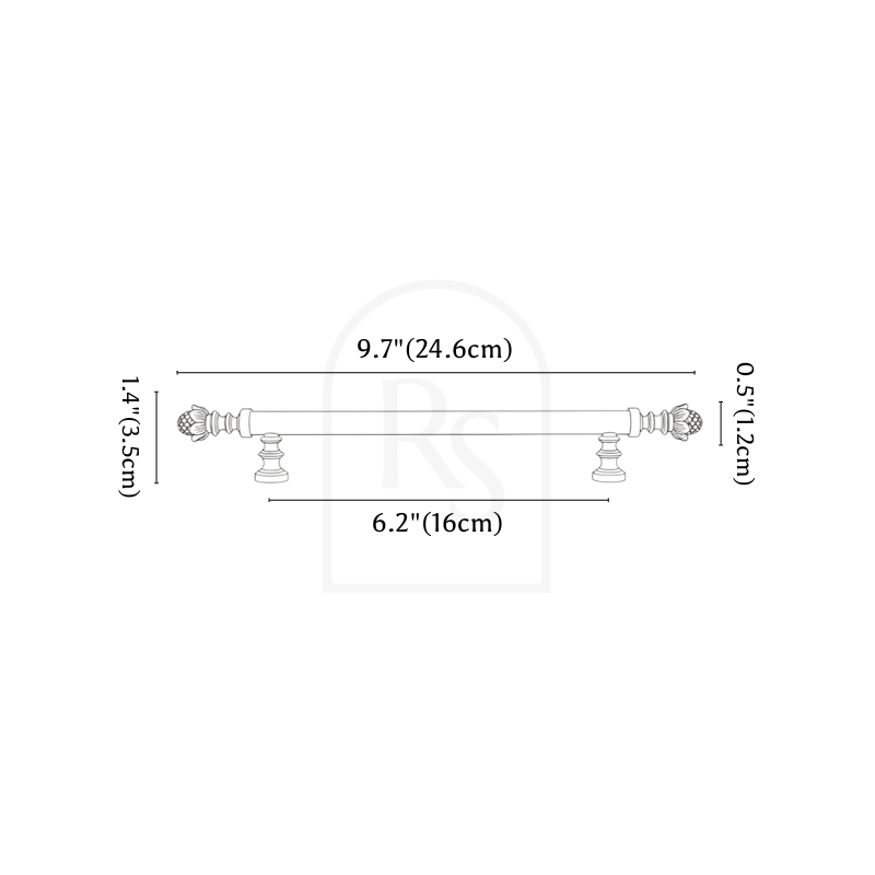 Cleft Knob & Pull Bar line drawing 3