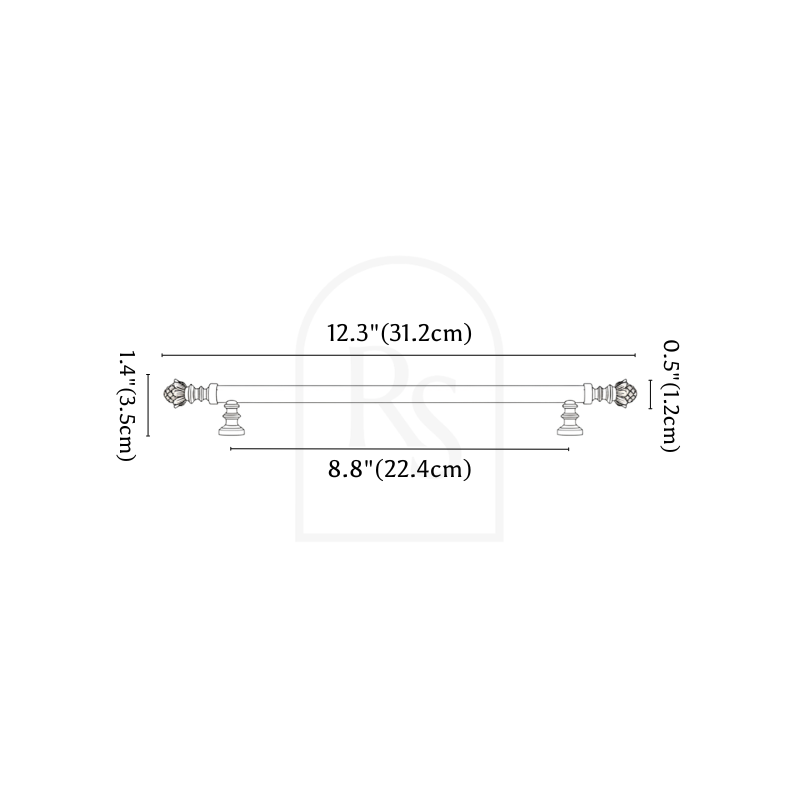 Cleft Knob & Pull Bar line drawing 4