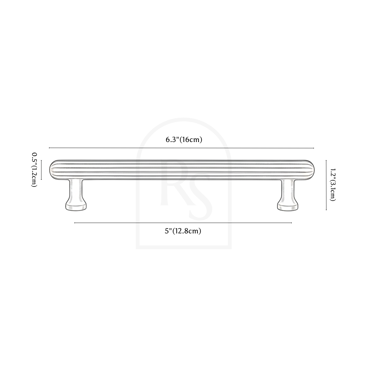Berdo Knob & Pull Bar line drawing 3