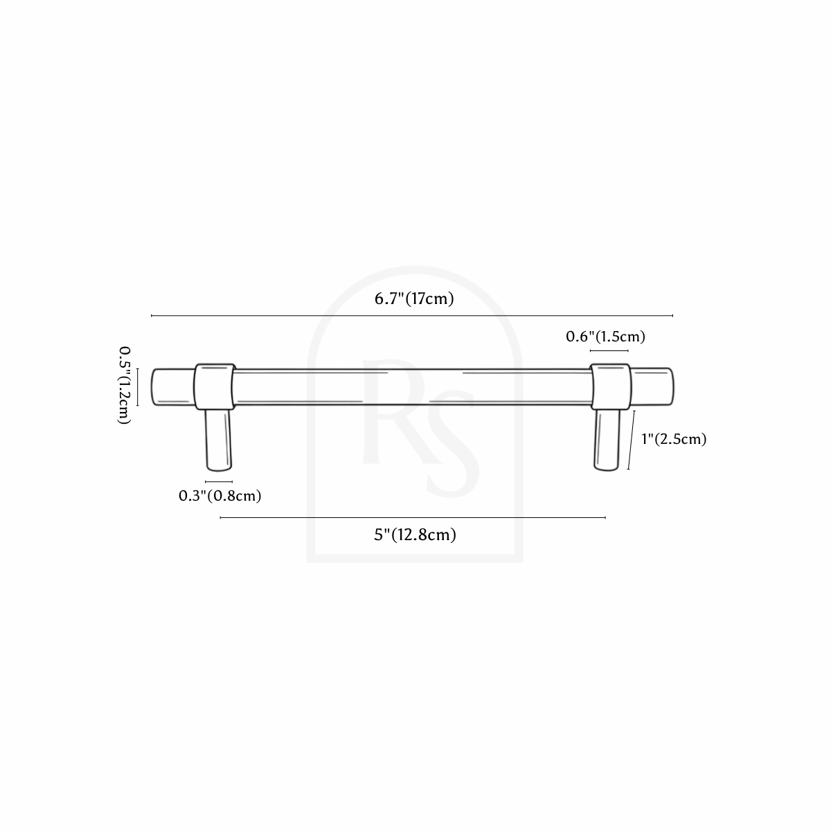 Ankuwa Knob & Pull Bar line drawing 3