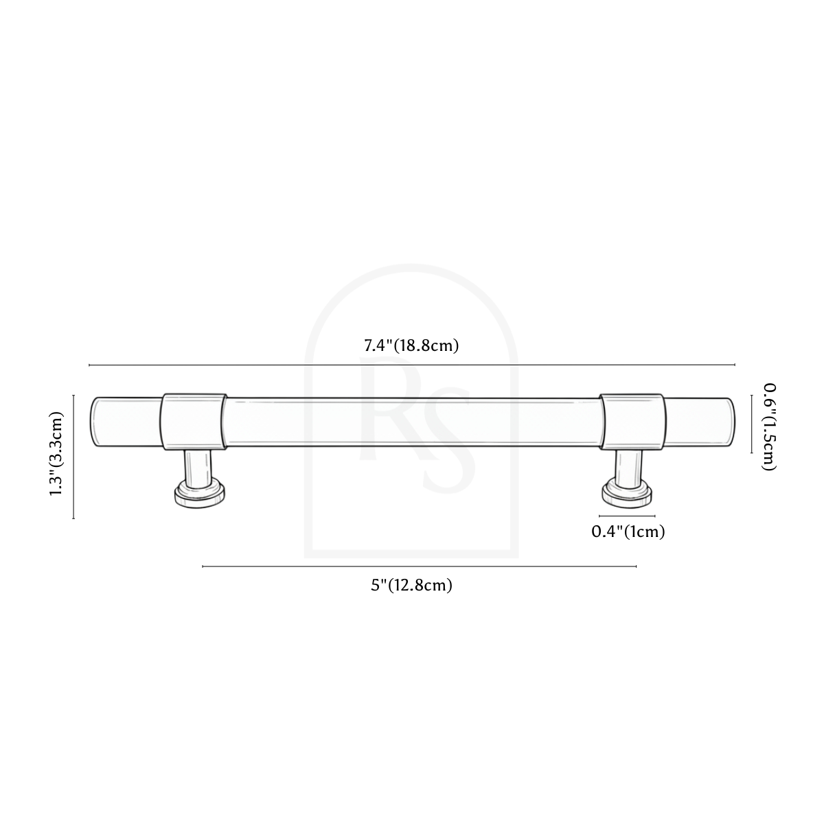 Pras Knob & Pull Bar line drawing 3