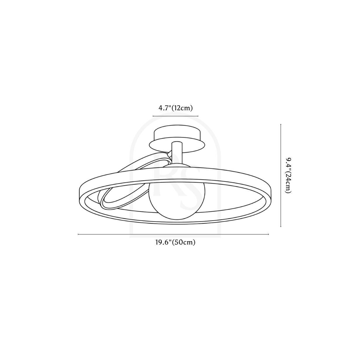 Hring Ceiling Light line drawing 1