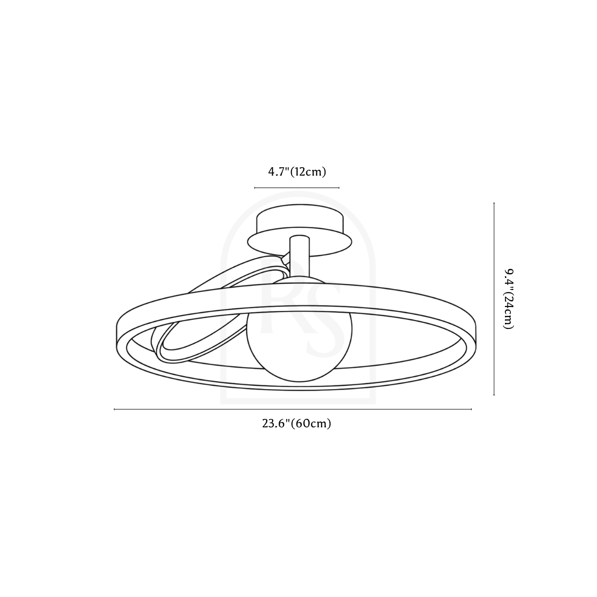 Hring Ceiling Light line drawing 2