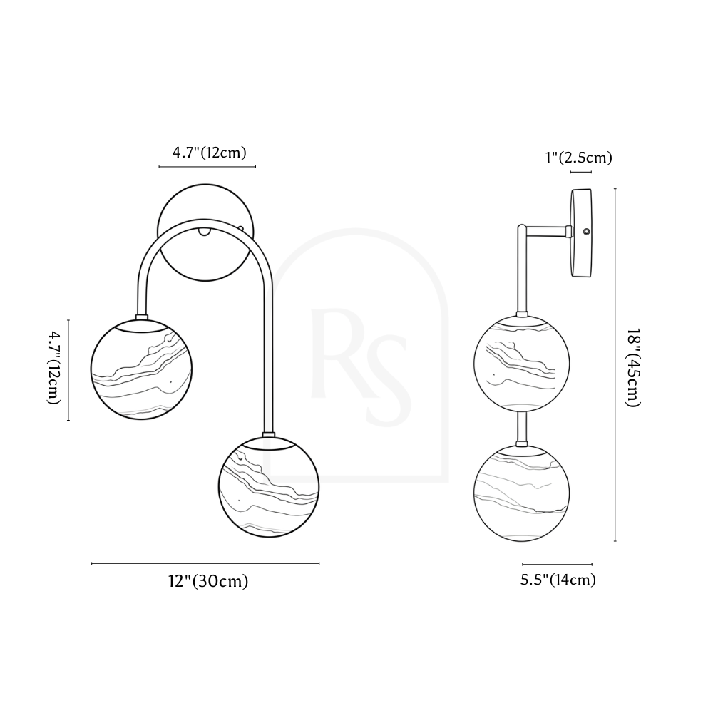 Hulel Alabaster Wall Sconce line drawing 1