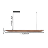 "Dimensions of Illuvia pendant light with premium wood material, 47.2” long, offering contemporary lighting solutions."