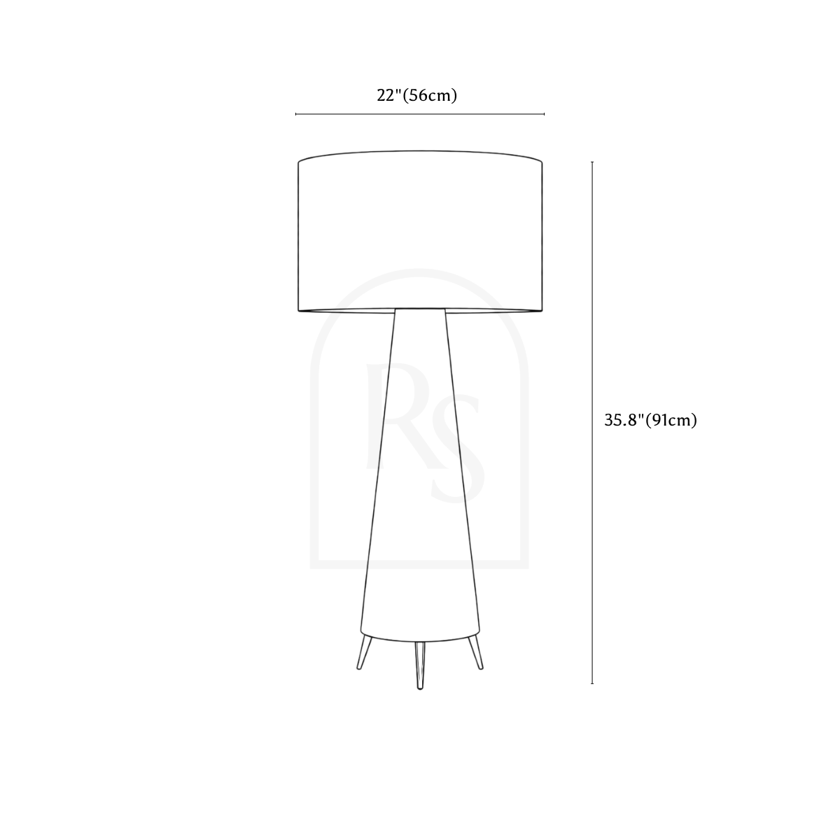 Inara Floor Lamp line drawing 2