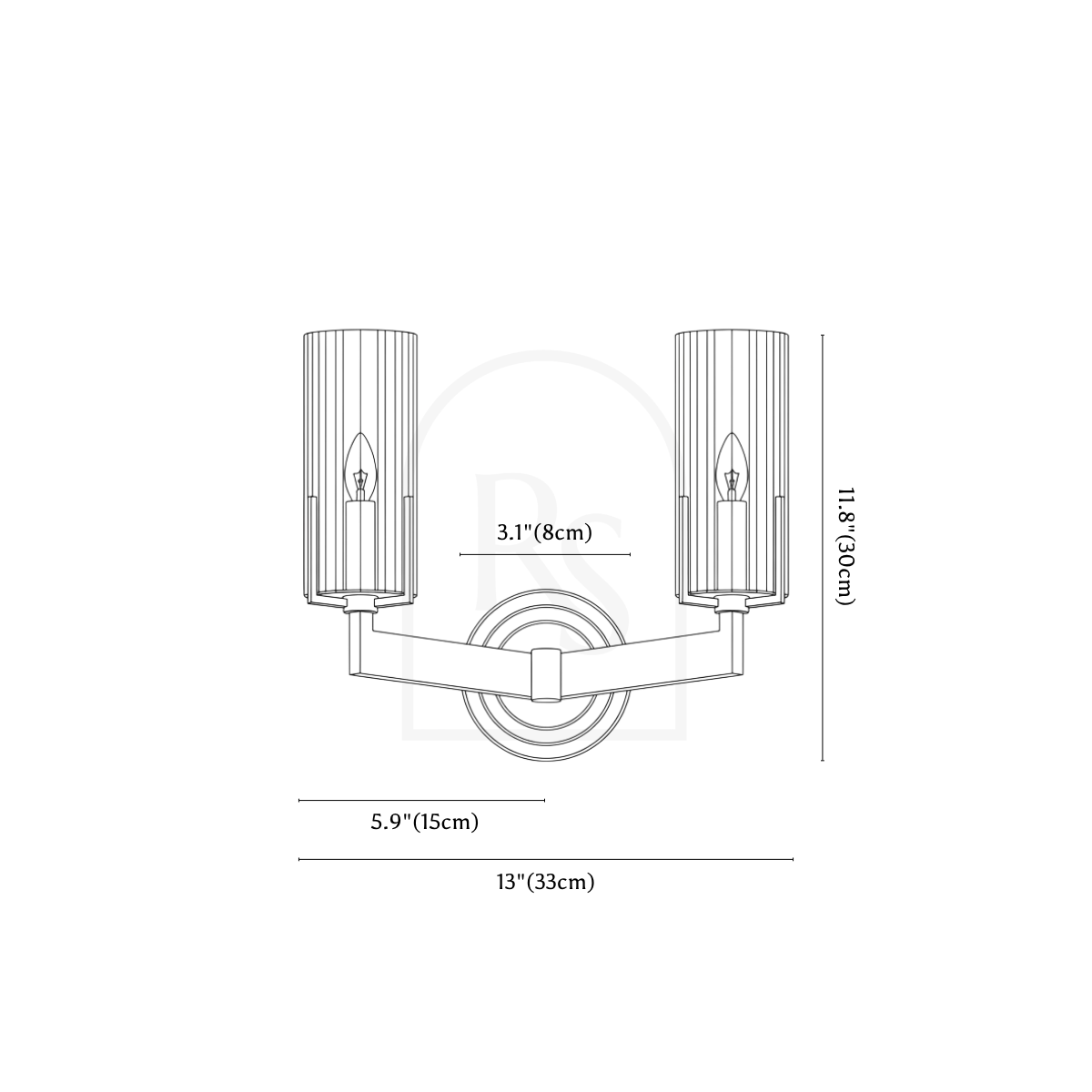 Insula Wall Lamp line drawing 2