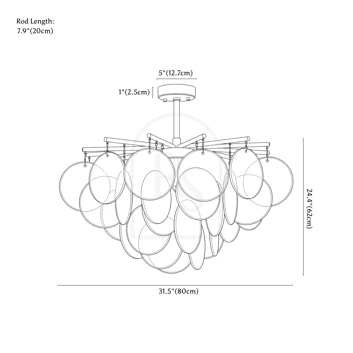 Isla Chandelier line drawing 3