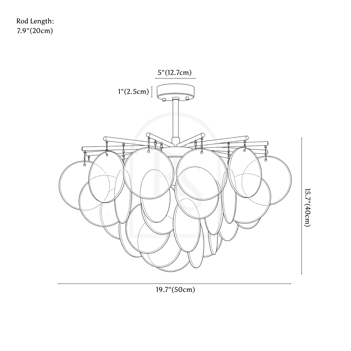Isla Chandelier line drawing 1