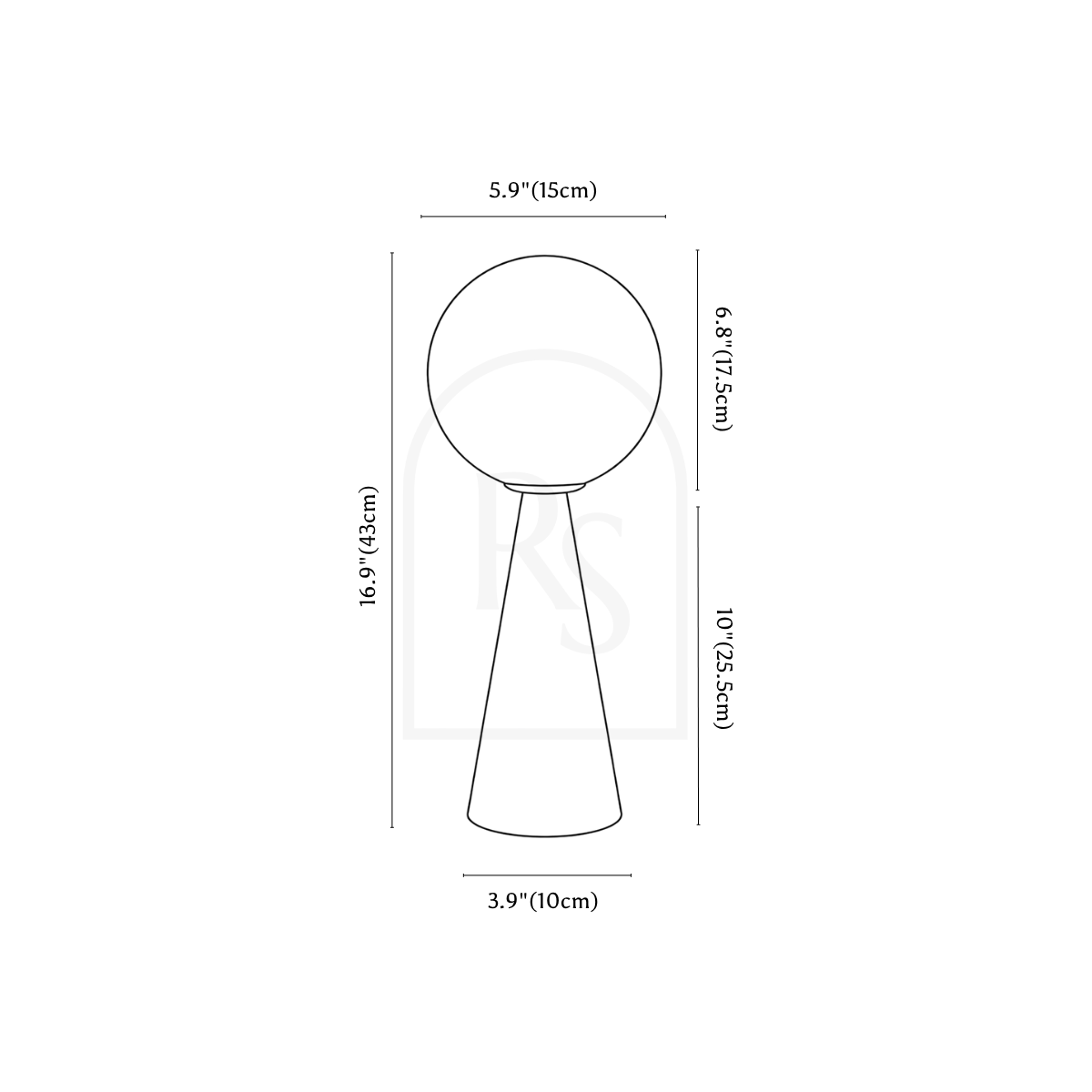 Jadeed Table Lamp line drawing 1