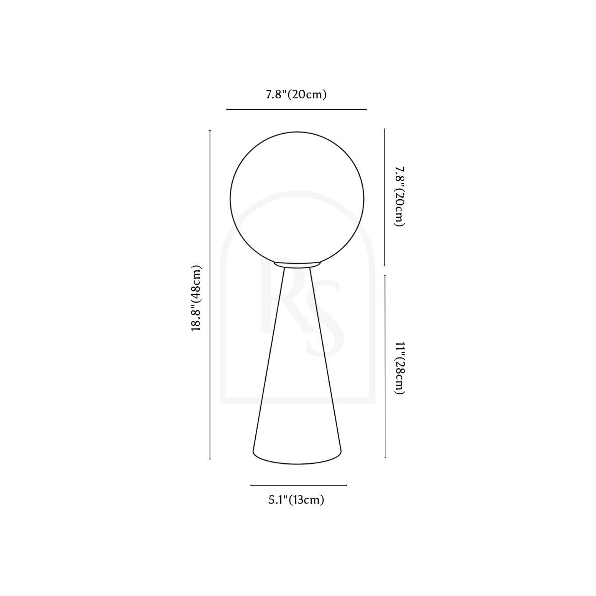 Jadeed Table Lamp line drawing 2