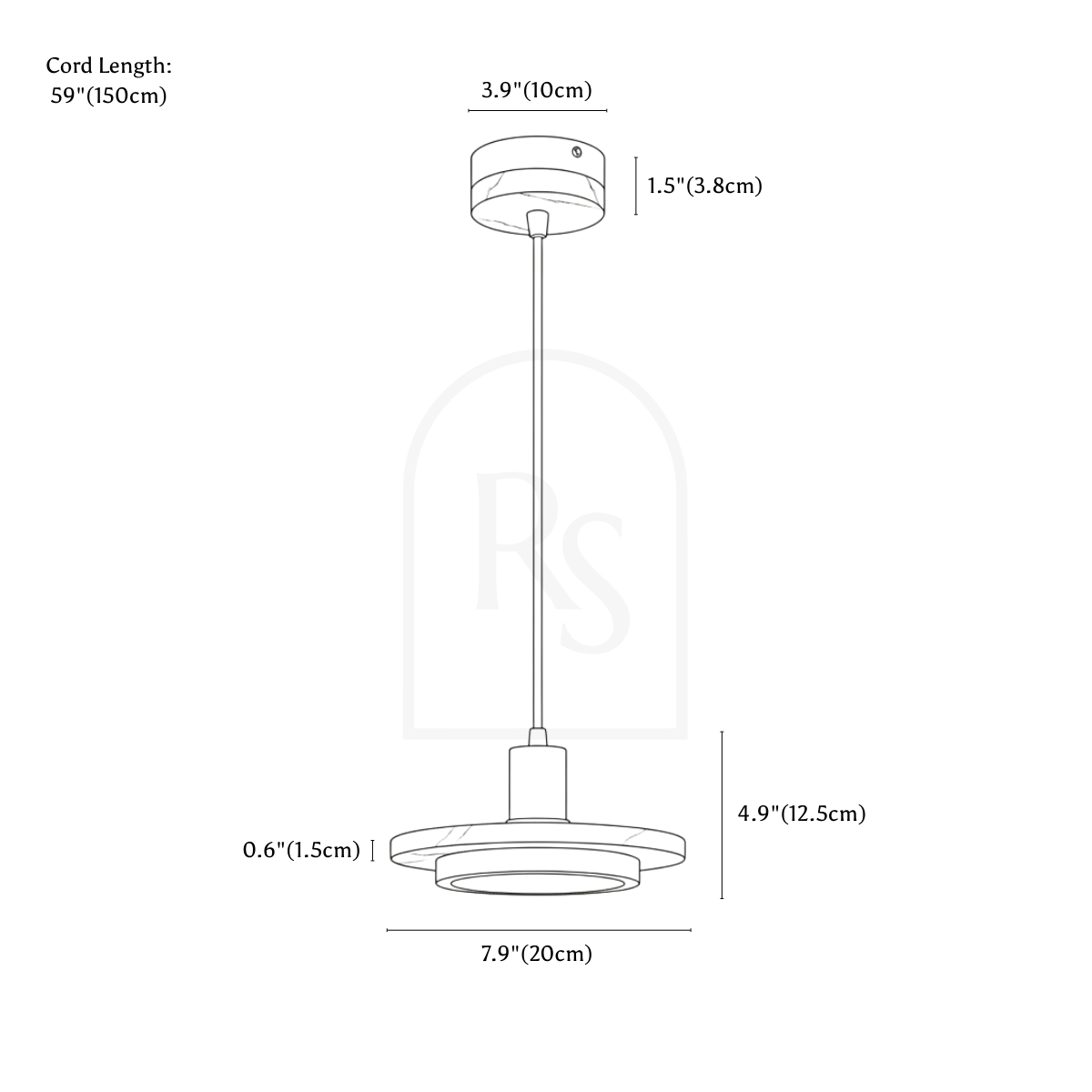 Lampe à suspension Julien line drawing 1