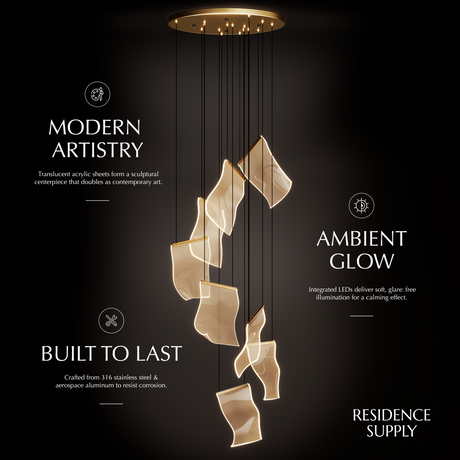 Sheets Chandelier (Round Ceiling Mount)