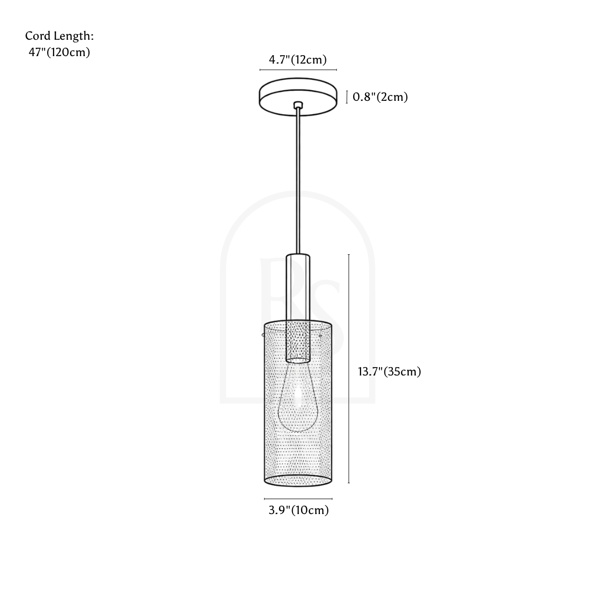Kadosh Pendant Light line drawing 1