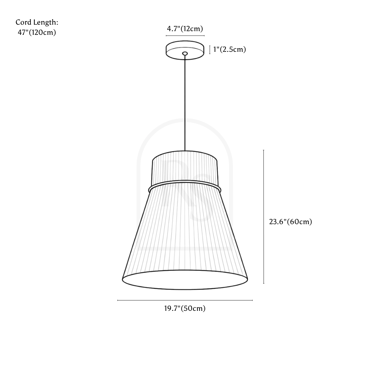 Kanina Pendant Light line drawing 3