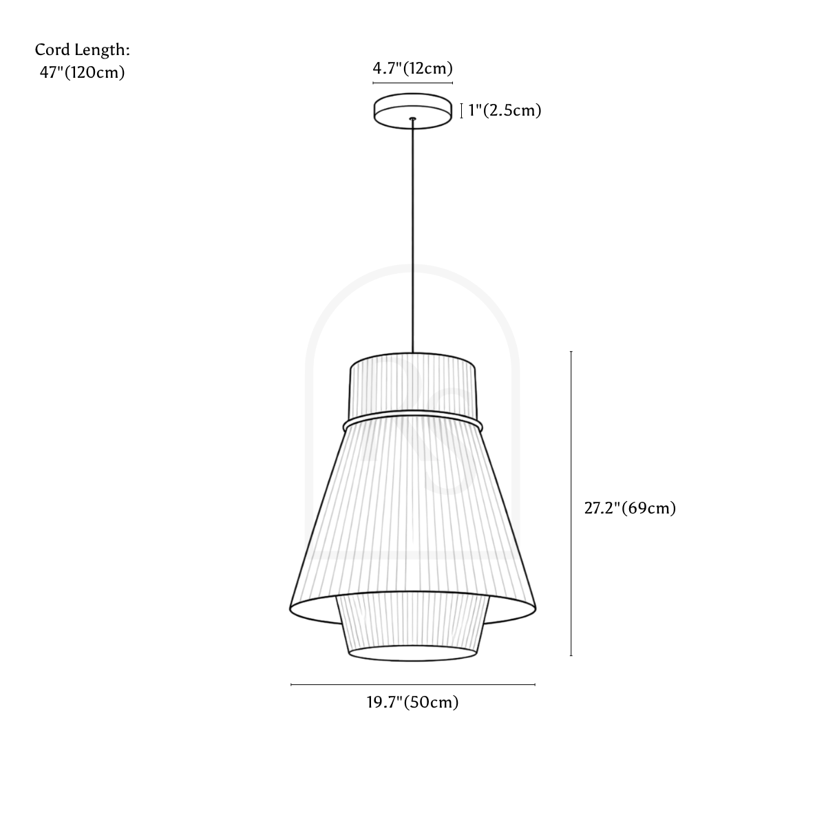 Kanina Pendant Light line drawing 5