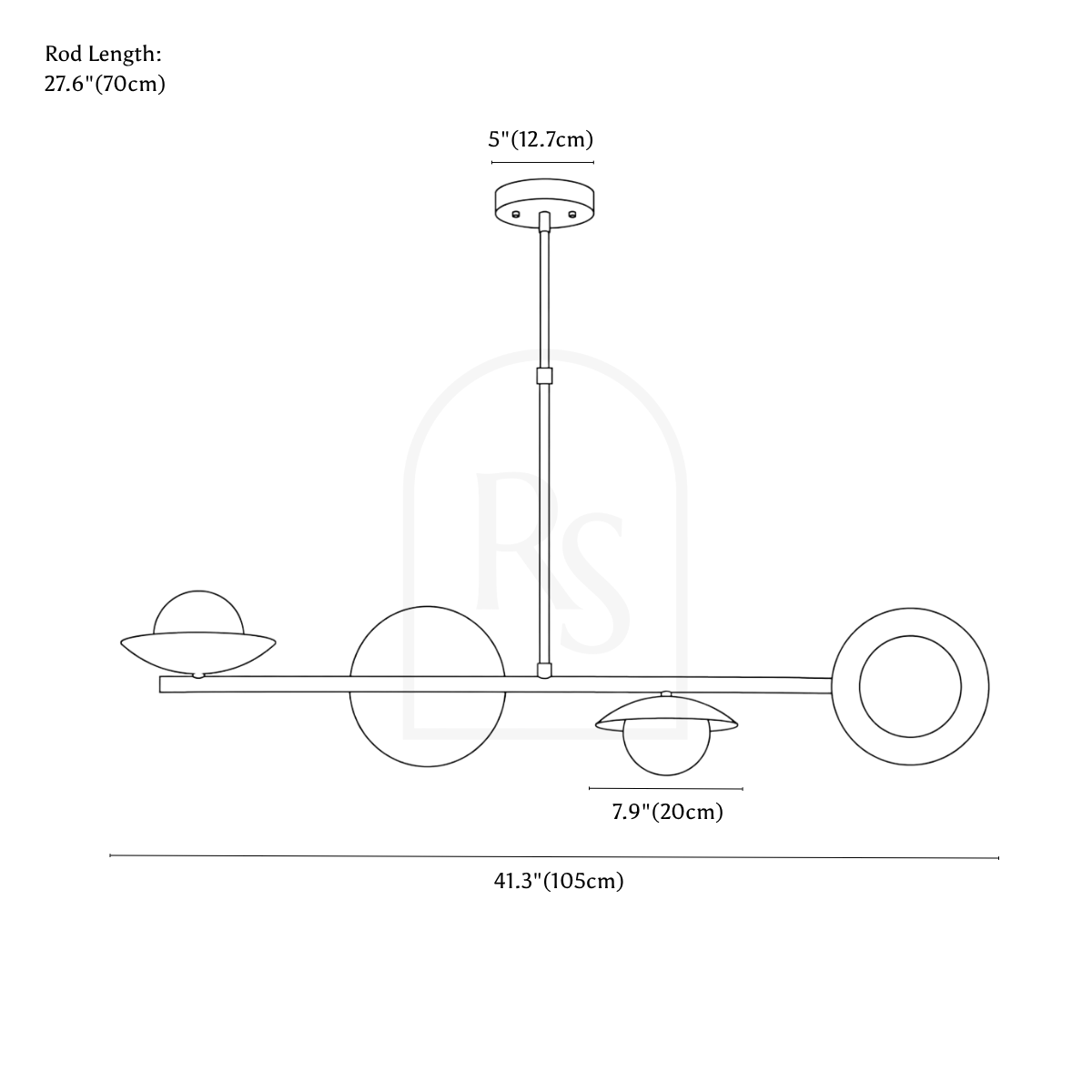 Kanso Pendant Light line drawing 1