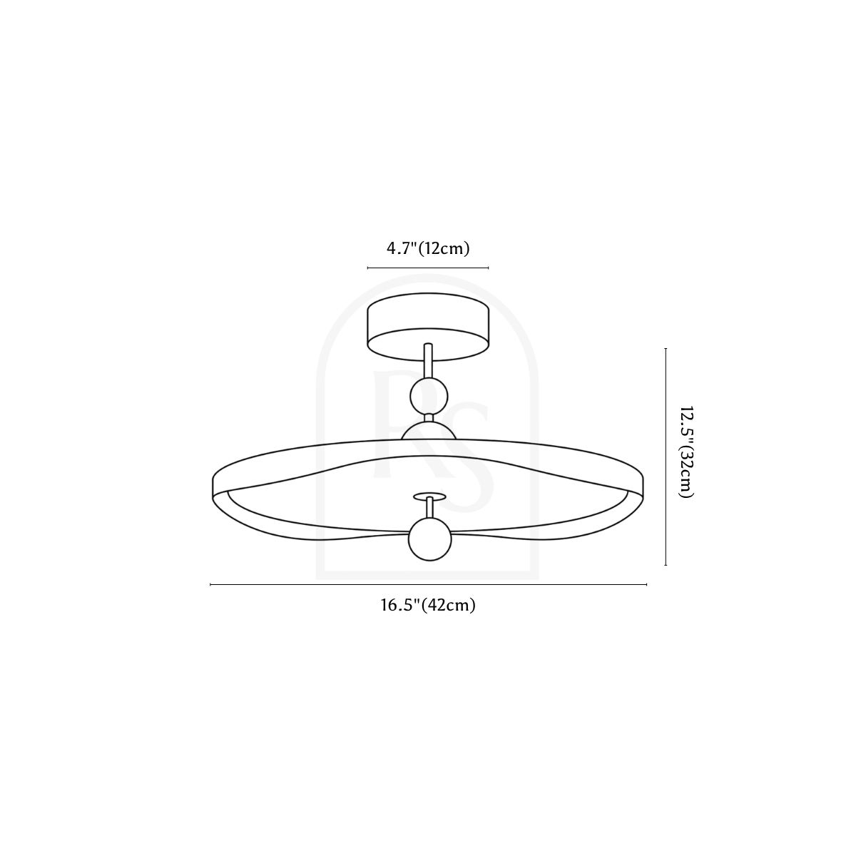 Kara Ceiling Light line drawing 5