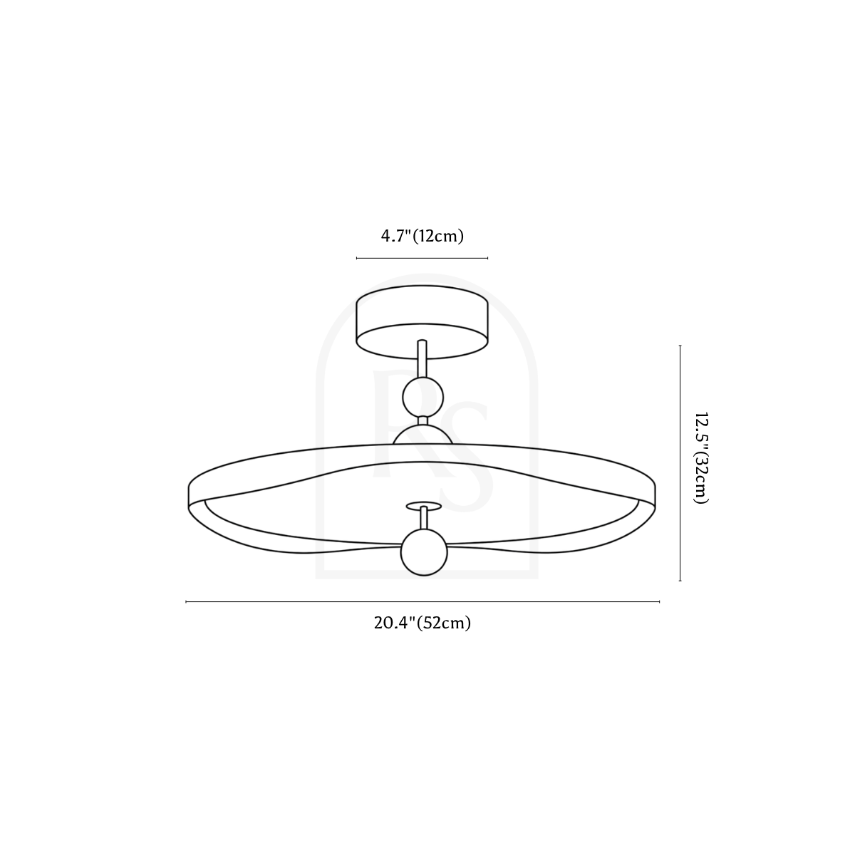 Kara Ceiling Light line drawing 6