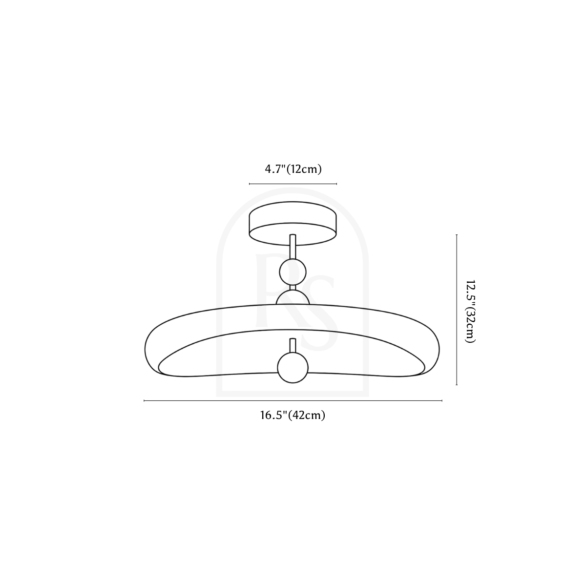 Kara Ceiling Light line drawing 1