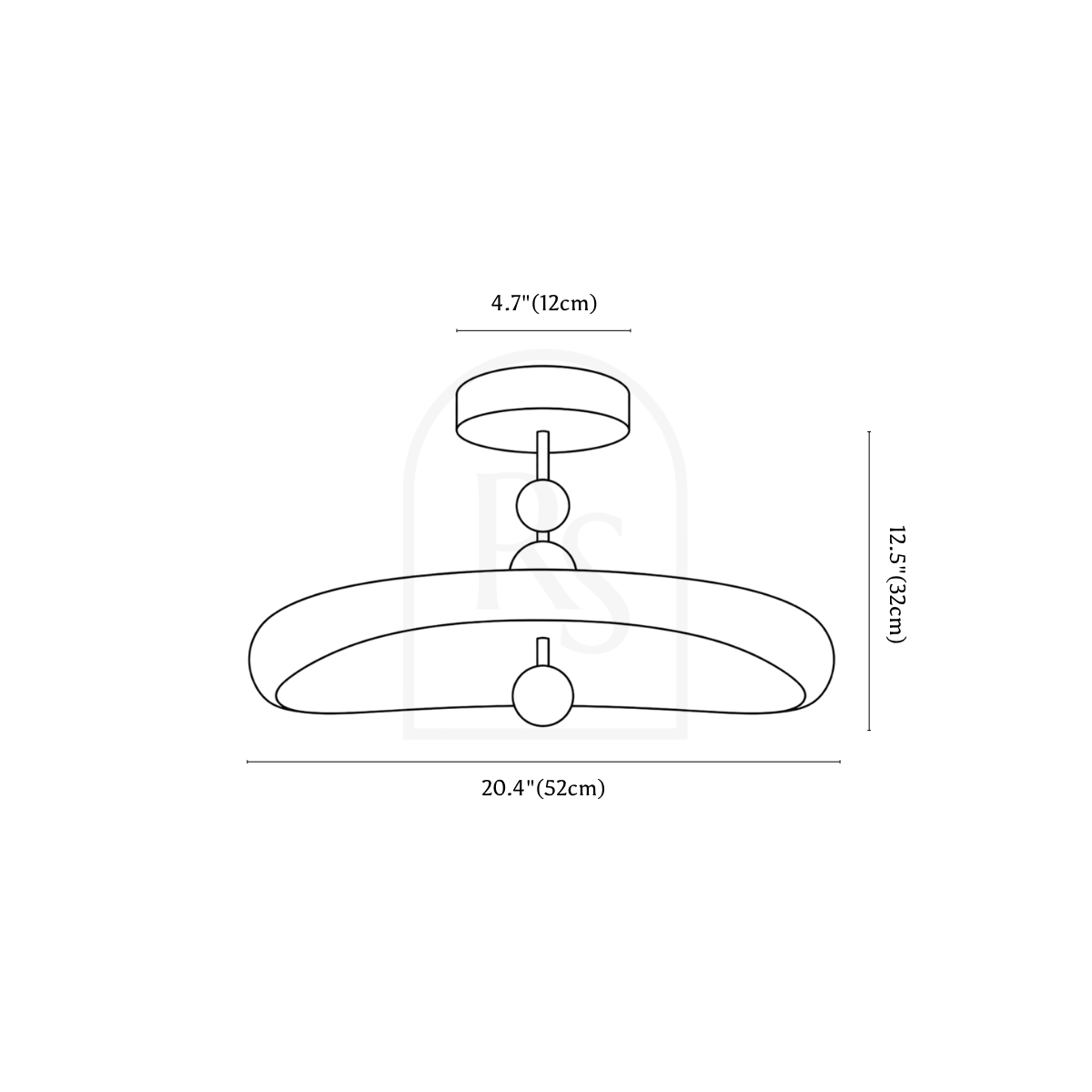 Kara Ceiling Light line drawing 2