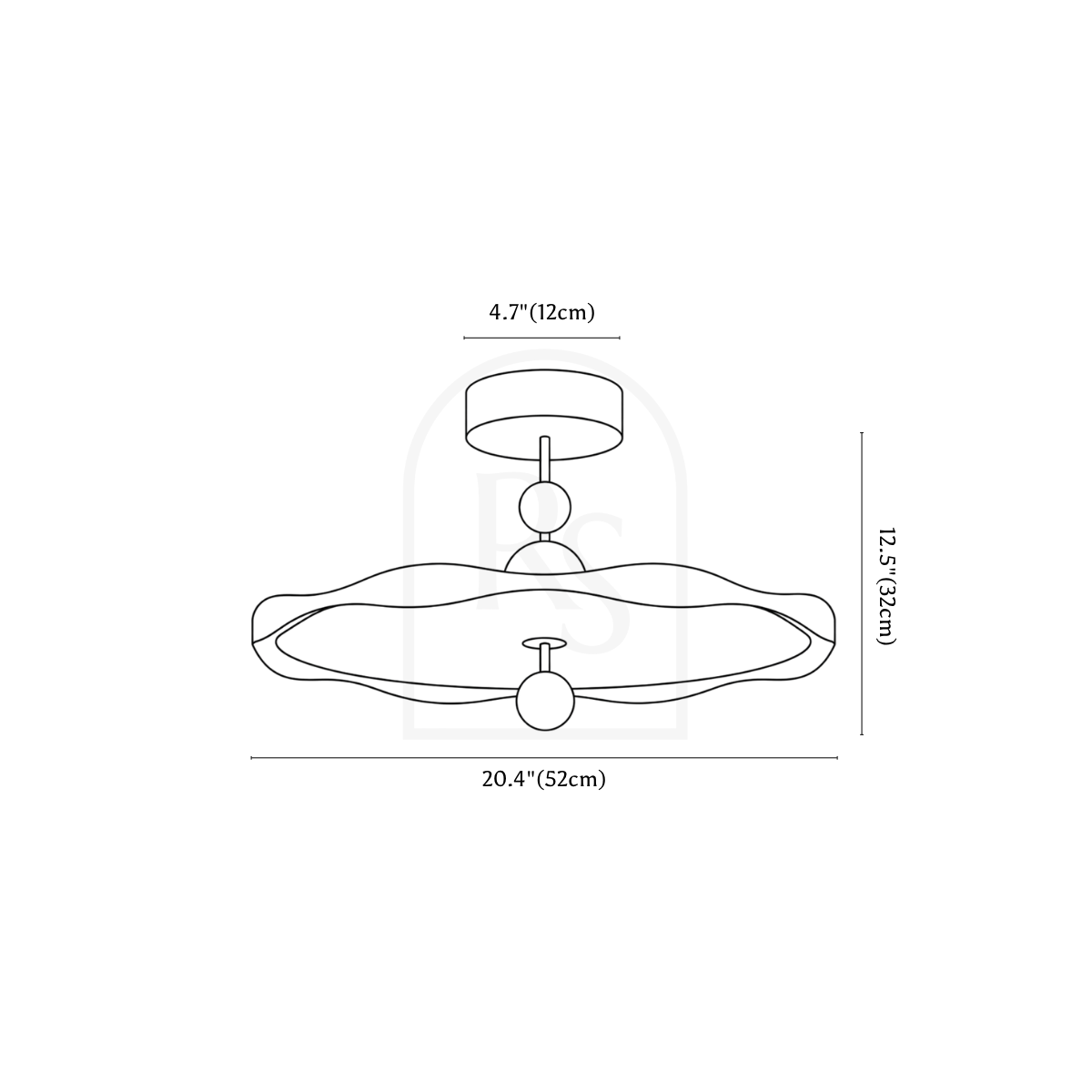 Kara Ceiling Light line drawing 4