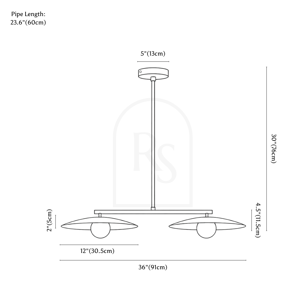 Kelro Pendant Light line drawing 1