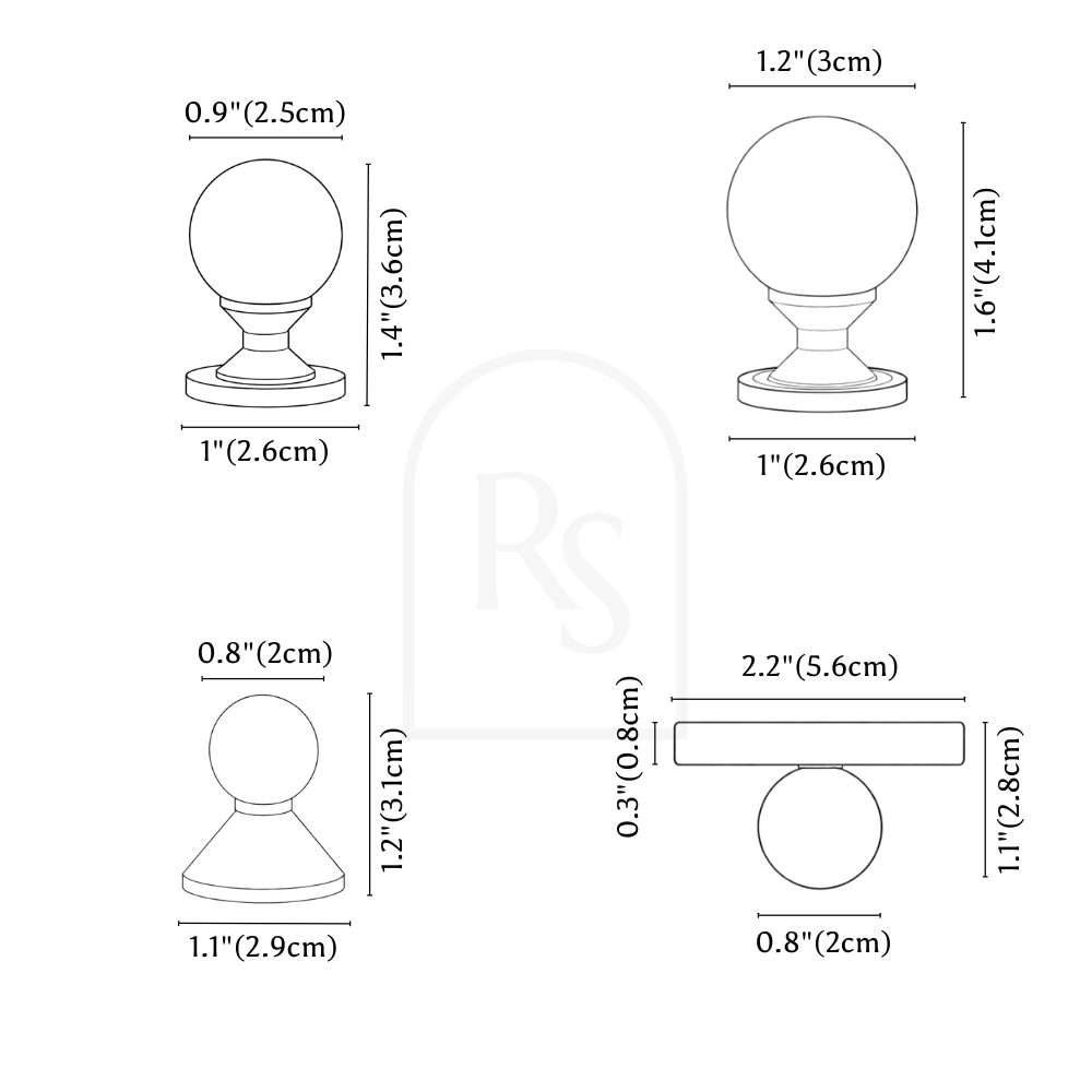Strux Knob & Pull Bar line drawing 1