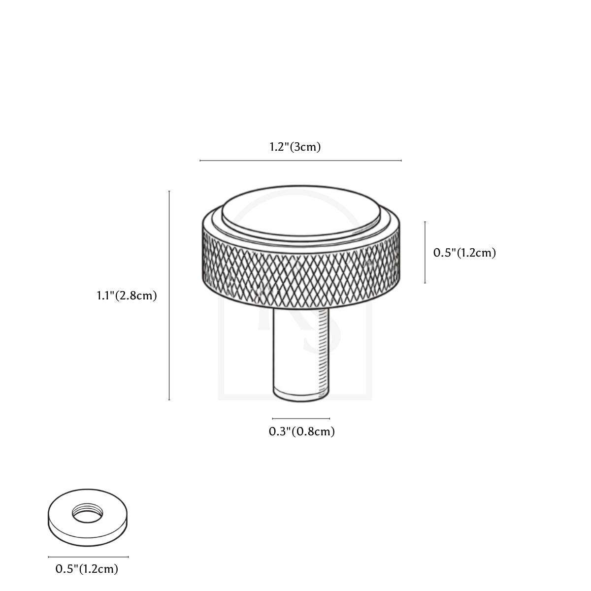 Mirox Knob & Pull Bar line drawing 1