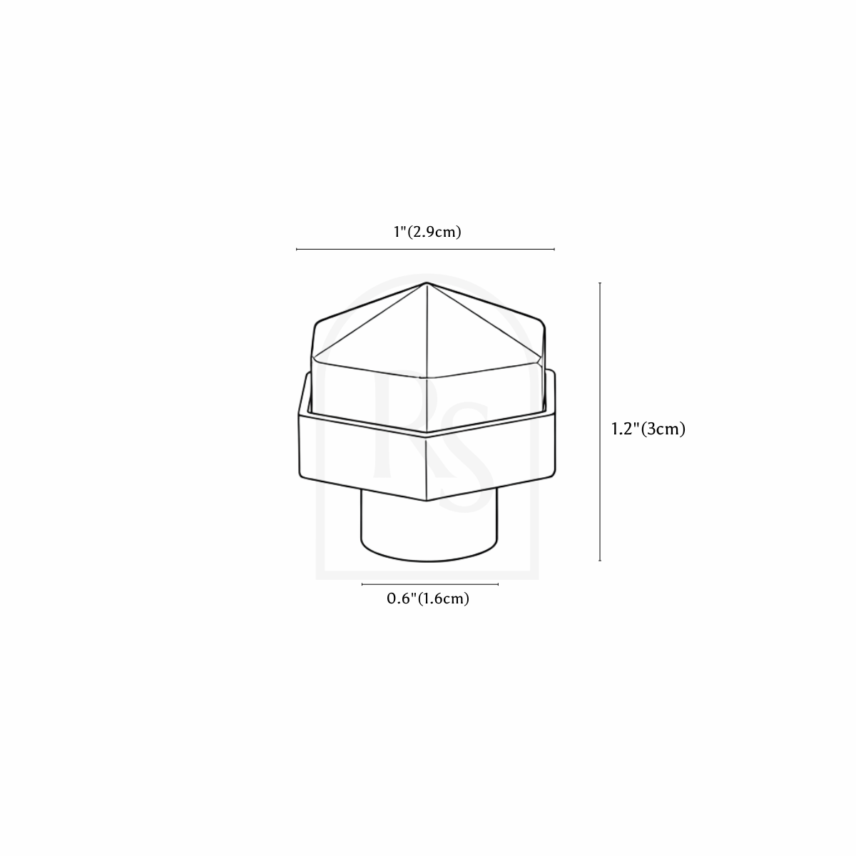 Zakitu Crystal Knob & Pull Bar line drawing 1