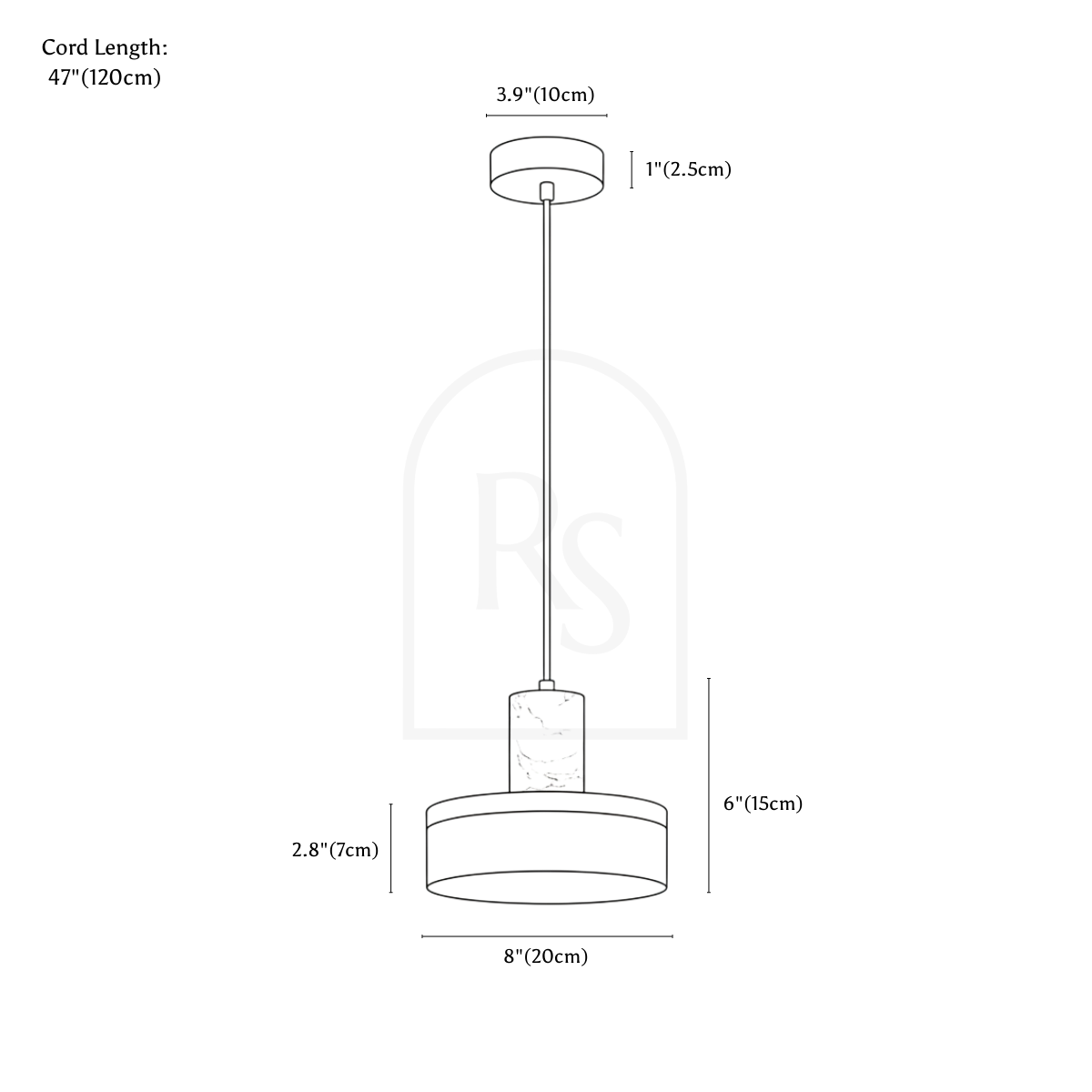 Kotel Pendant Light line drawing 1