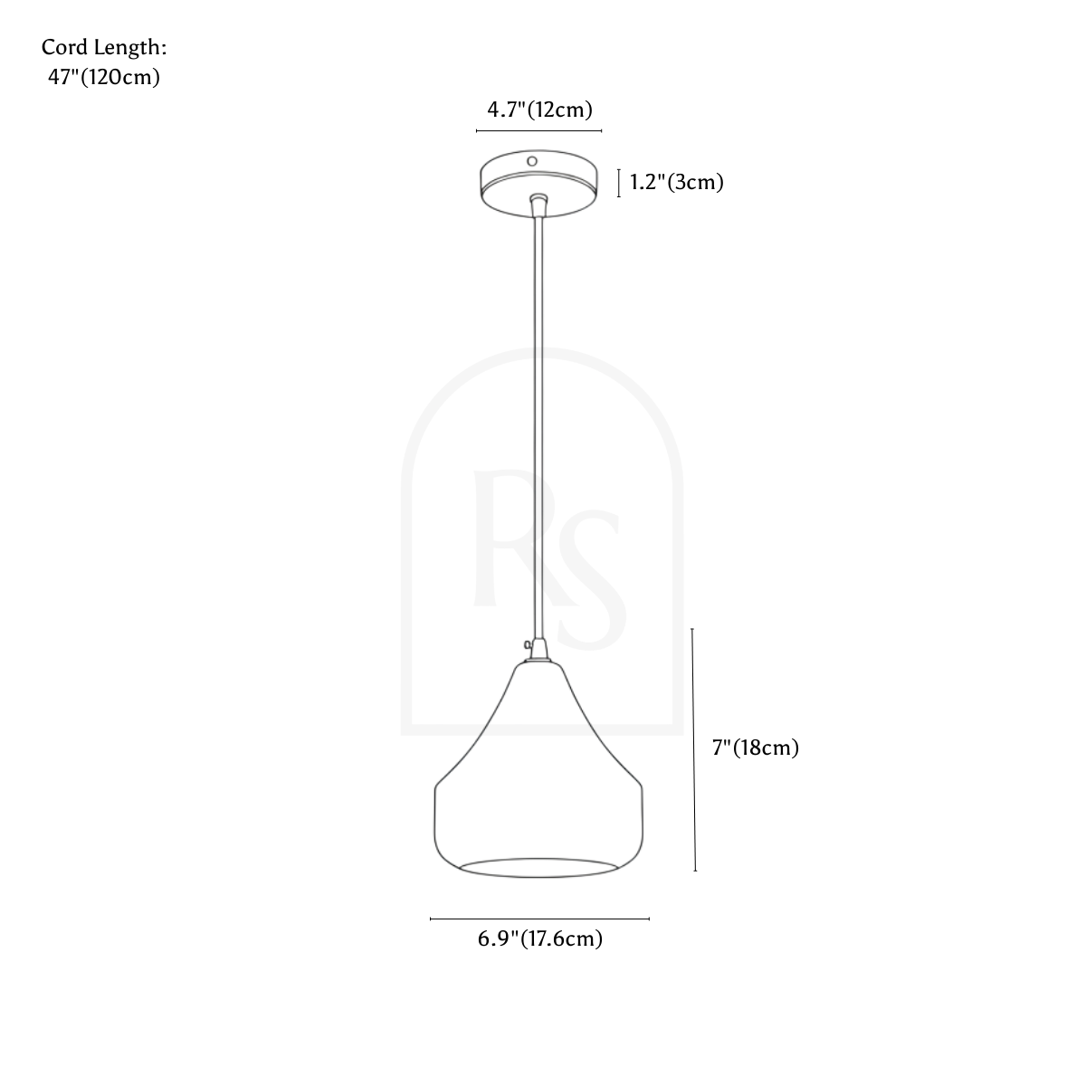 Kova Alabaster Pendant Light line drawing 1