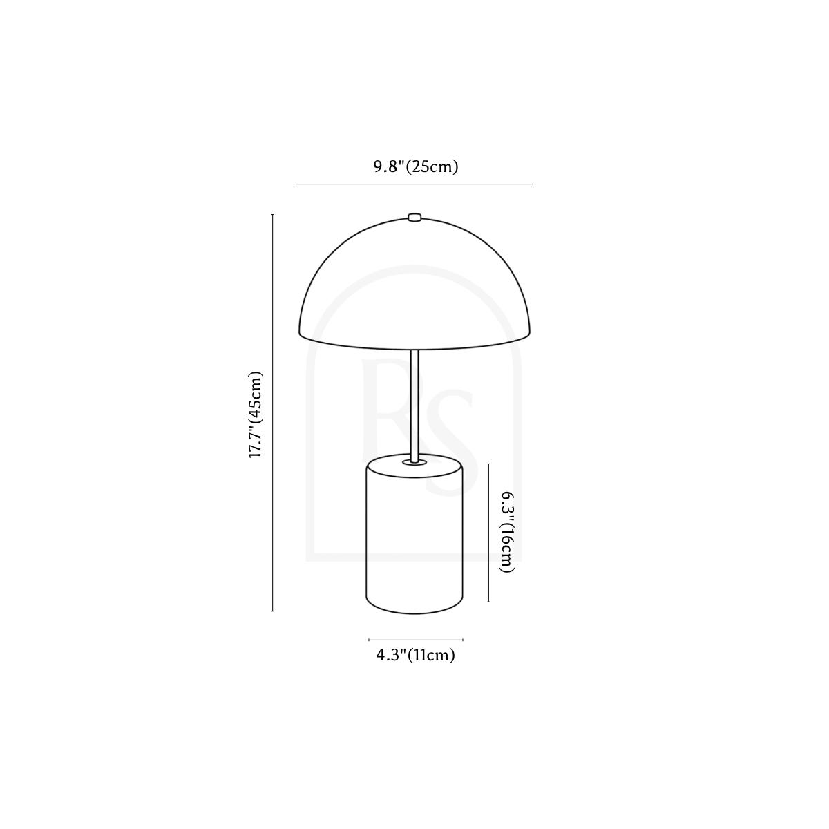 Kroki Table Lamp line drawing 1