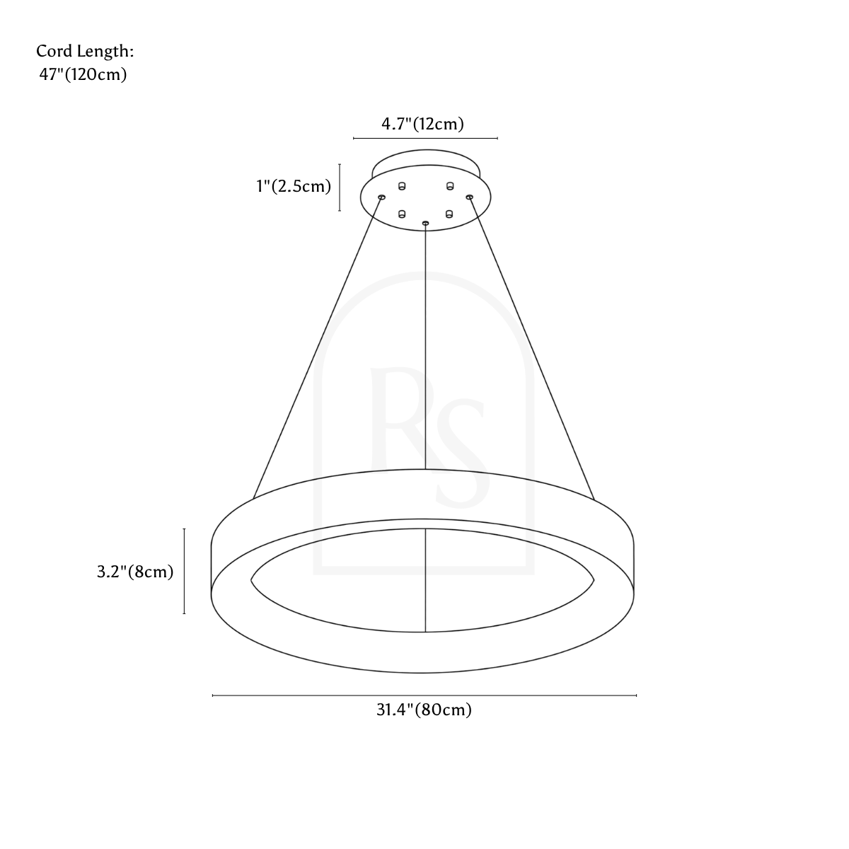 Kyklos Alabaster Chandelier line drawing 3