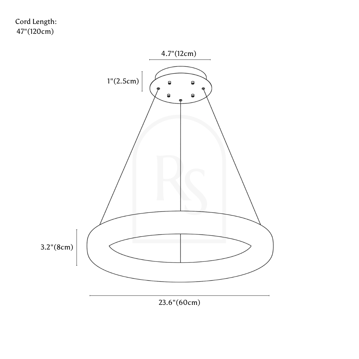Kyklos Alabaster Chandelier line drawing 2